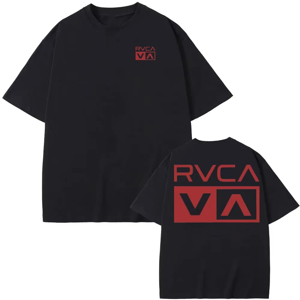 Черная футболка RVCA, летняя женская и мужская футболка с коротким ...
