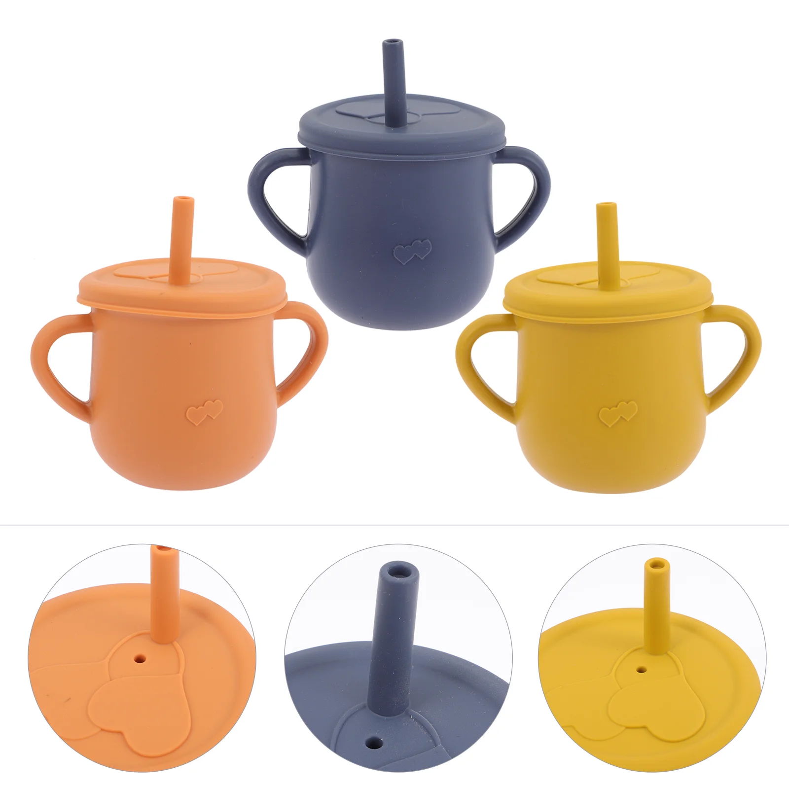 

3pcs Baby Silicone Training Cups Water Drinking Cup Baby Water Cup with Straws Lids
