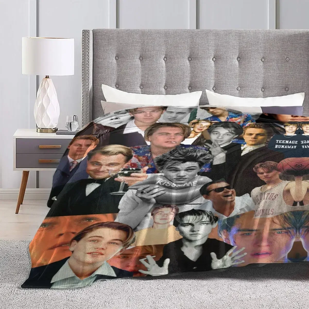 Леонардо Ди Каприо Стильное Фланелевое Одеяло Забавный Дизайн Актера Теплый