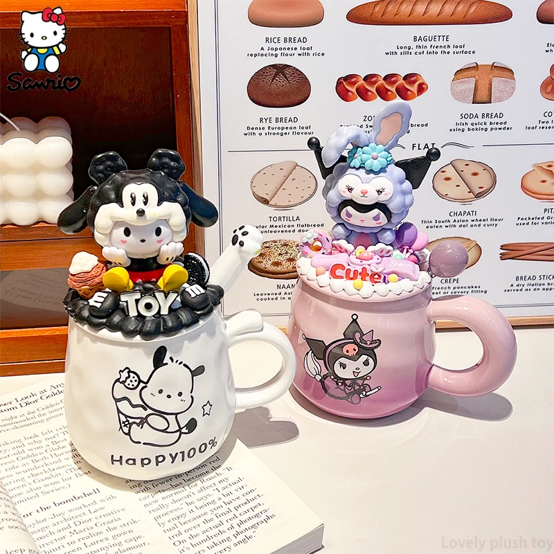 Kawaii Sanrio кружка Kuromi Cinnamoroll DIY ручной работы кремовый клей кофейная чашка на высоких