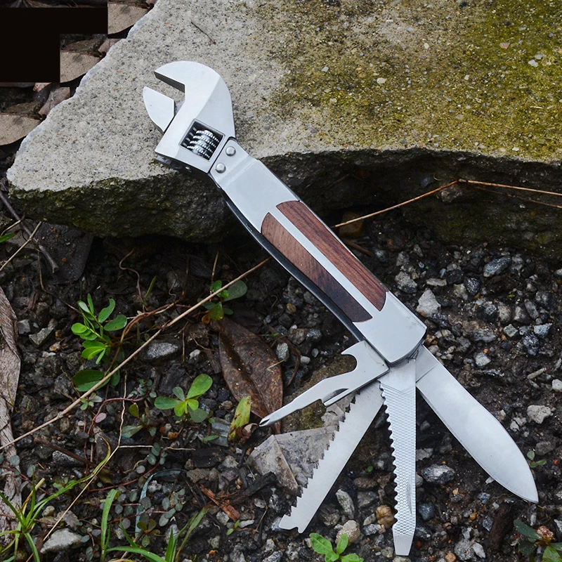 

6 in 1 Multifunctional Wrench Stainless Steel Knife Saw Screwdriver Tool Camping Folding Pliers Outdoor Knife Pliers Multitool