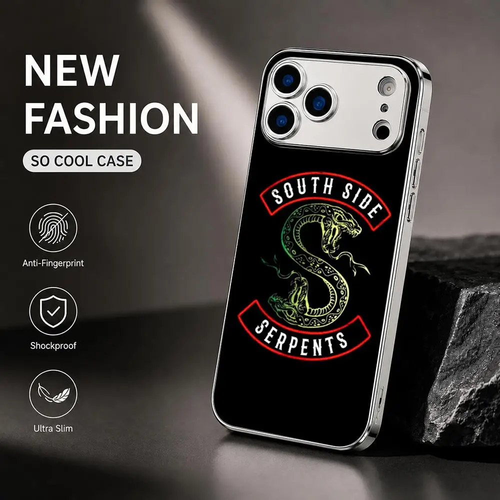 Фото Чехол для телефона South Side Serpents для iPhone 17 16 15 14 13 12 Pro Max Plus, с гальваническим металлическим каркасом, тонкий, противоскользящий №3