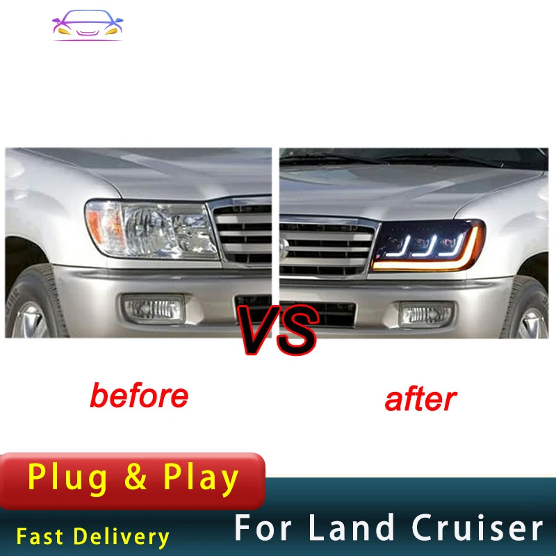 Автомобильная фара для Toyota Land Cruiser 1998-2007 LC100 головного света улучшенная модель DRL