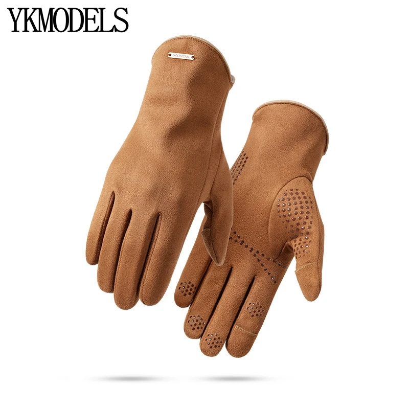 

Winter Suede Gloves Non-slip Warm Thick Men Women Fingerless Sports Cycling Running Motorcycle Ski Mittens Outdoor Gloves Women