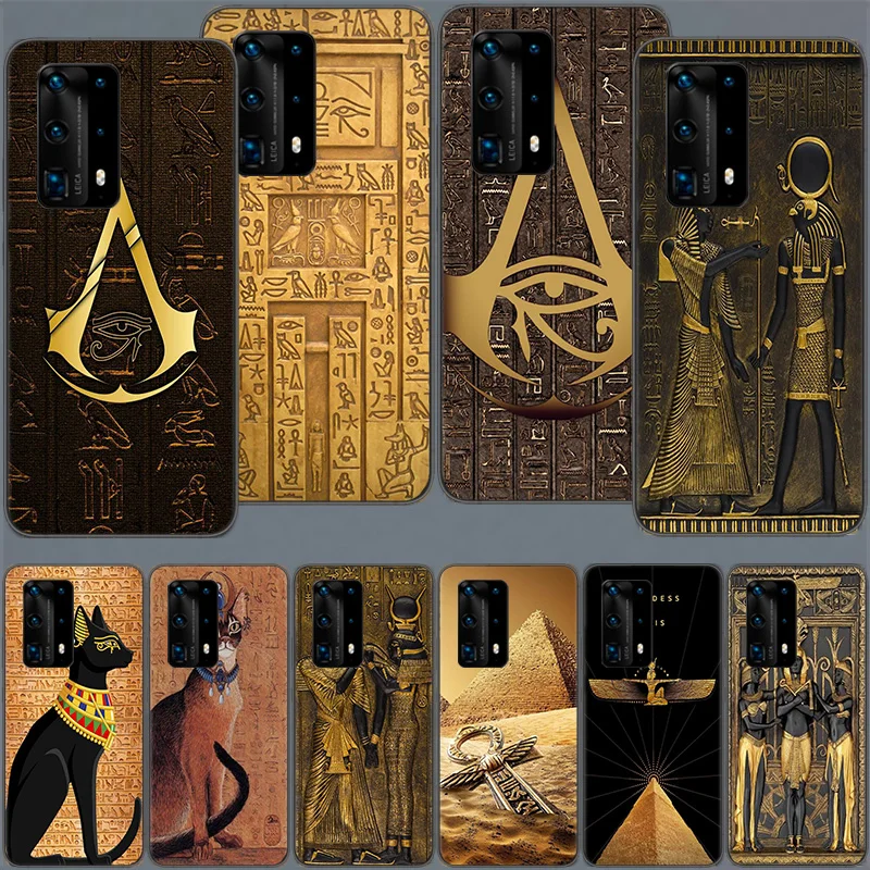 

Egypt Pharaoh Mural Phone Case For Huawei Mate 40 30 20 Pro 10 Pro Huawei P50 P40 P30 Lite P20 P10 Lite Cover