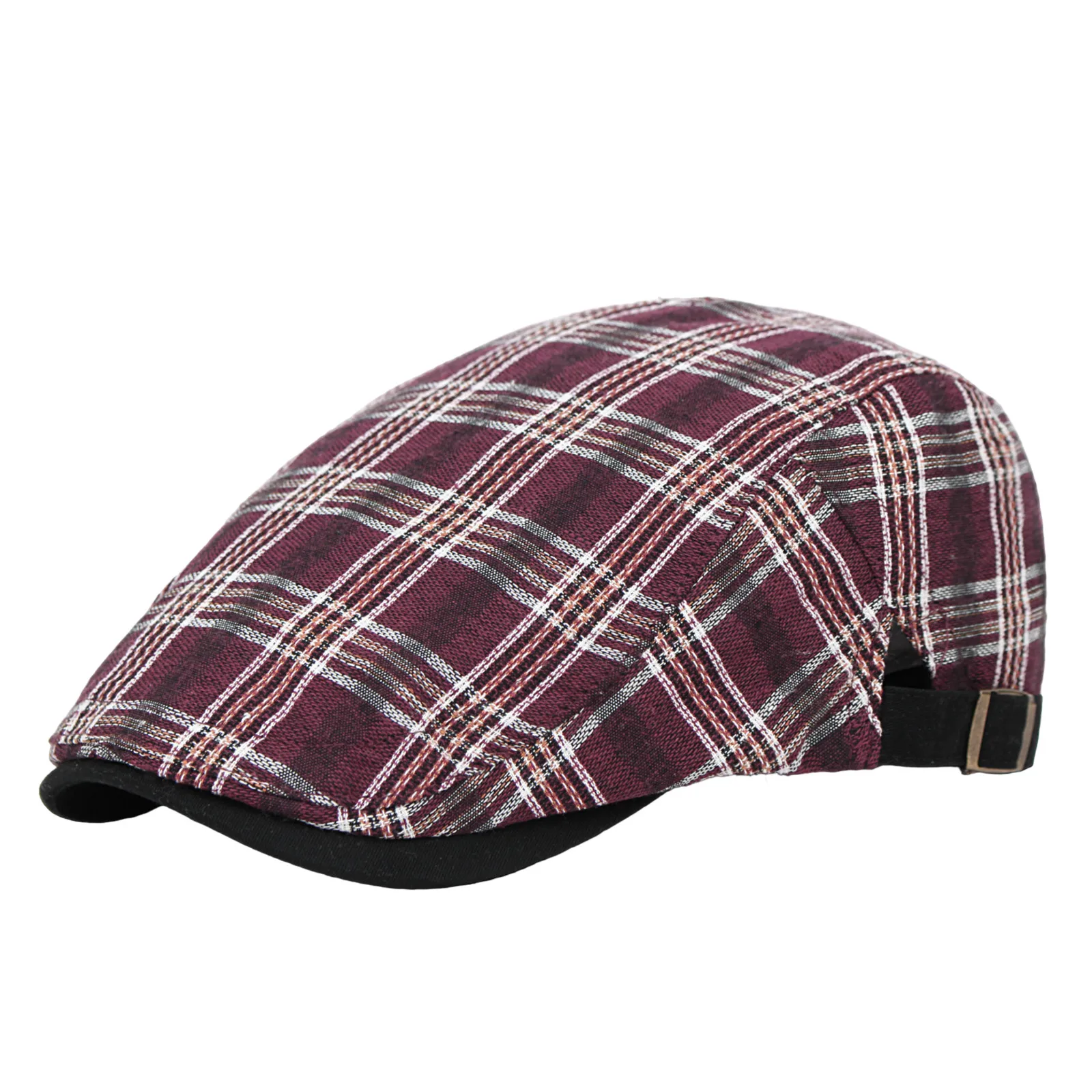 

Summer Flat Cap for Men Plaid Lightweight Newsboy Cap Adjustable Ivy Gatsby Hat