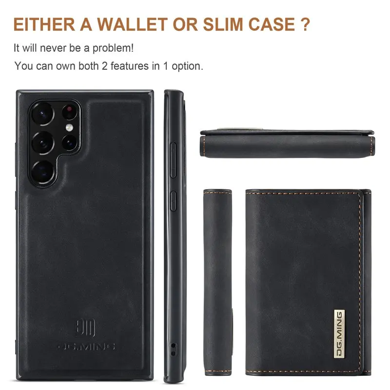 2 in 1 Detachable Wallet Back Cover for Samsung Galaxy S22 Ultra 5G 2022, PU  Protective Case with Card Holder Magnetic Pocket S