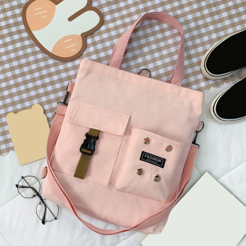 

2022 Fashion Classic Simple Messenger Bag Women's South Korea Chic Postman Bag Lady Student Canvas Cute Schoolbag
