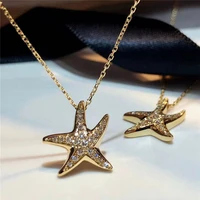 2021 trendy gold color necklace simple starfish necklaces for women fashion versatile female accessories top quality jewelry
