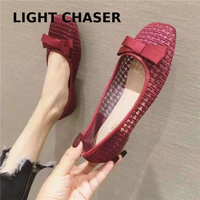 

2022 Spring Summer New Square Head Shallow Mouth Women's Shoes Breathable Hollow Loafer Fashion Casual Flat Mesh Shoes Zapatos