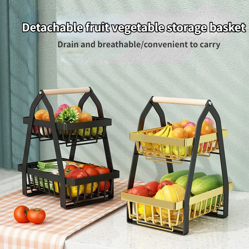 

Storage Shelf Rack for Kitchen Seasoning Organizer Fruits Holder Double Layer Detachable Luxury Bathroom Cosmetic Storage Basket