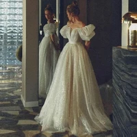 sparkly dress white dress women off shoulder princess wedding dress with train long tulle dress woman wedding party dress