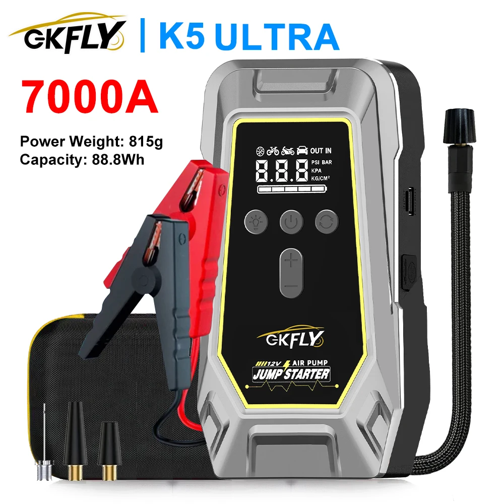 

GKFLY 4000A Автомобильный стартер Портативный внешний аккумулятор Воздушный компрессор 150 PSi Накачка шин Автоматический портативный аккумуляторный стартер для автомобилей