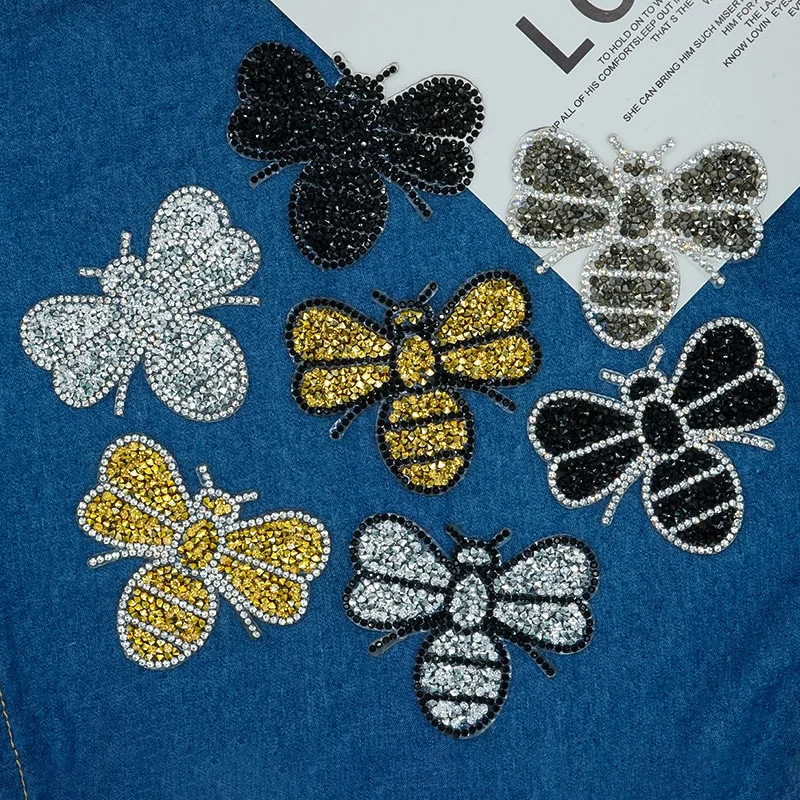 

Cartoon Bee Hot Fix Rhinestones and Appliques for Clothing Iron-on Patches Jacket T-shirt Decoration Patches on Clothes