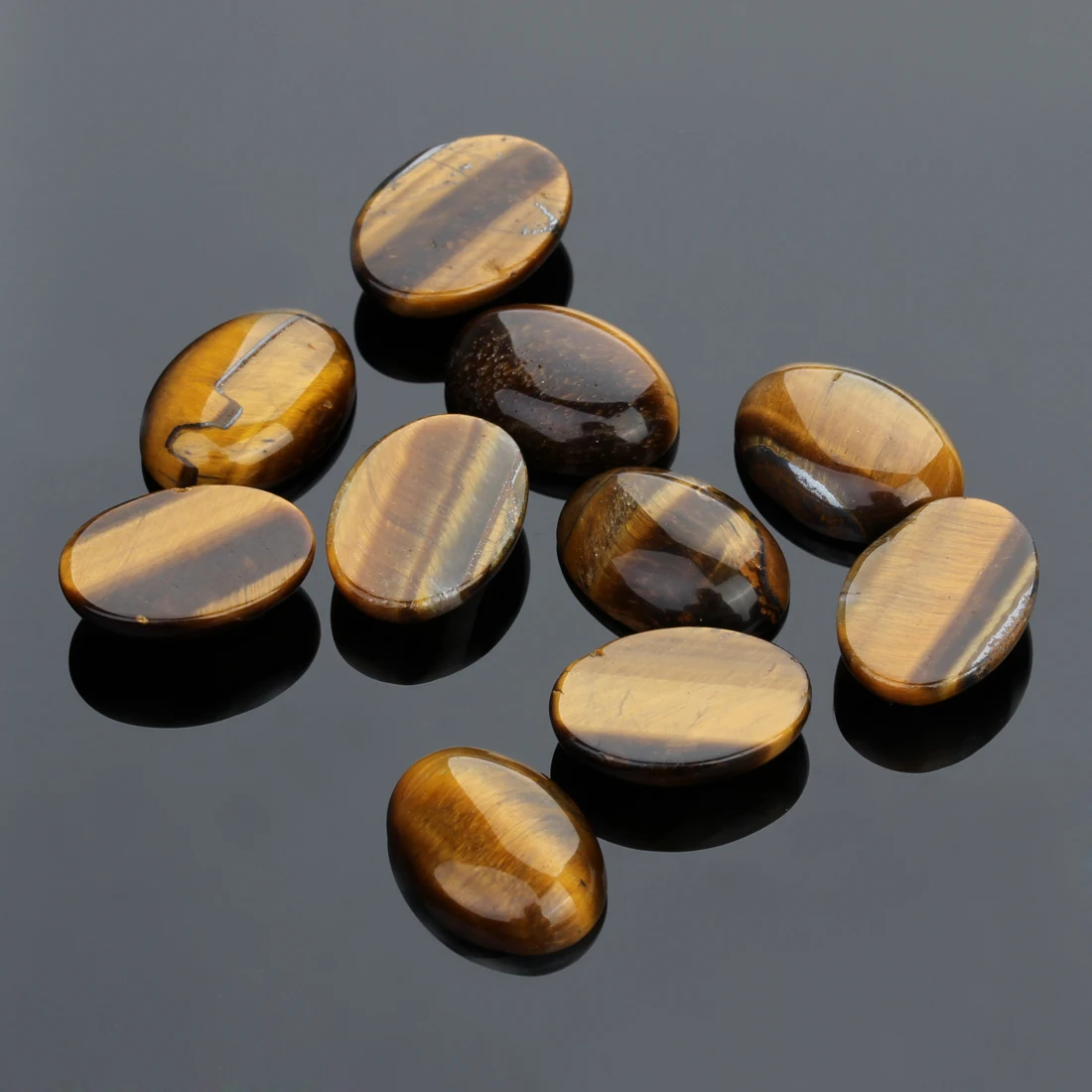 

10pcs/lot Flat Back Yellow Tiger Eye Beads 10x14mm/13x18mm/18x25mm Natural Stone Oval Cabochon for DIY Jewelry Findings