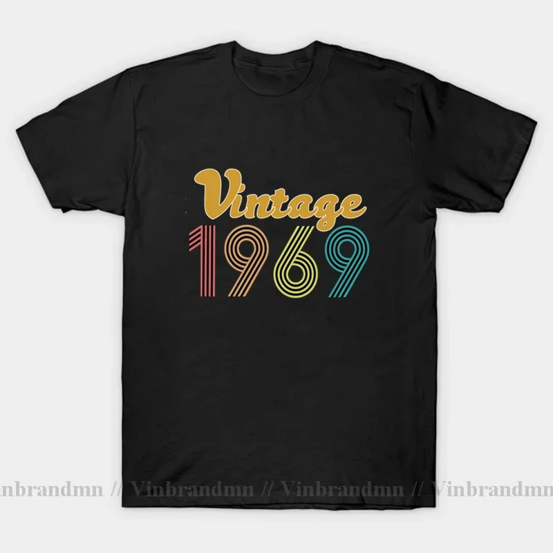 Vintage 1969 Design Men's T-Shirt Classic 55th Birthday Gift T Shirts Funny Father's Day 100% Cotton Tshirt Urban Brand Clothing