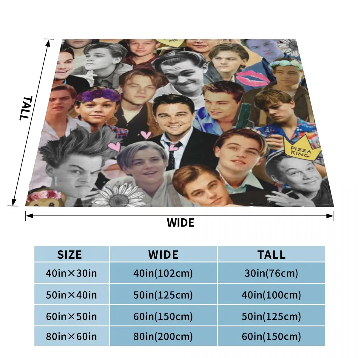 Флисовое одеяло Leonardo DiCaprio Collage