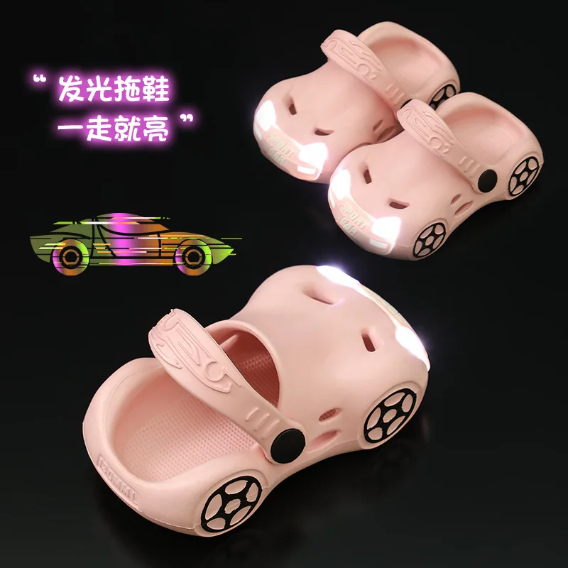 

Summer Children's Car Sandals Solid Color Soft Cartoon Comfortable Sandals Non-Slip Breathable Home Sandals Slippers Beach Shoes