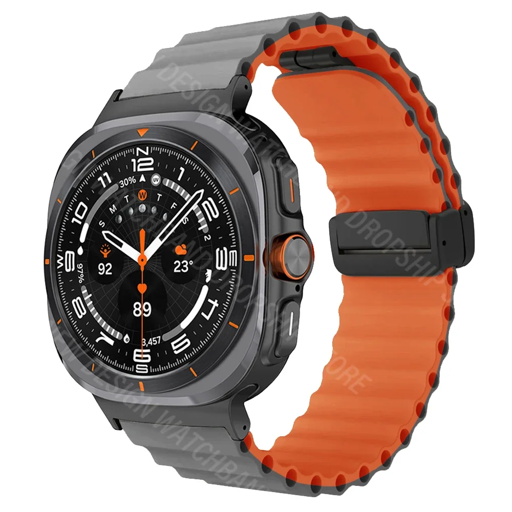 Silikonowa bransoletka Ocean Loop do zegarka Samsung Galaxy Ultra 47 mm Magnetyczny męski pasek SAMSUNG GALAXY ULTRA 47MM No Gaps Band