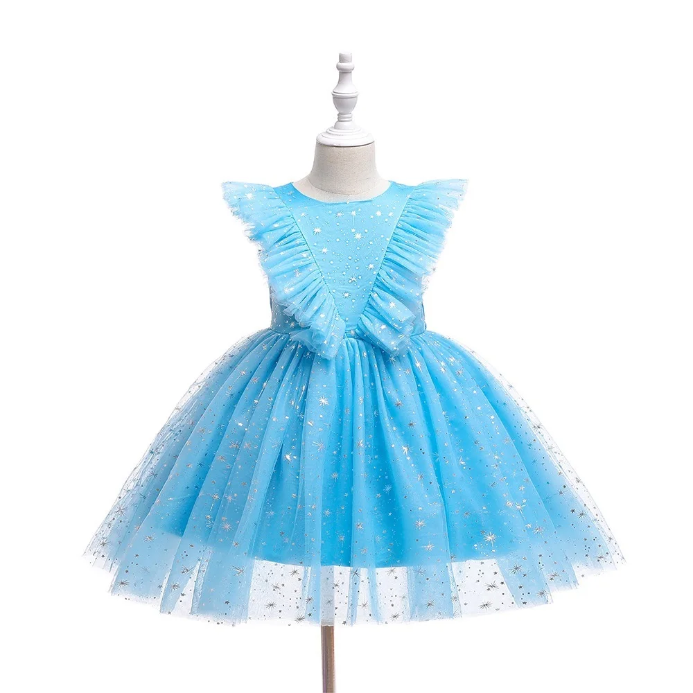 

Летнее Детское платье LANBENA, модные кружевные сетчатые Детские платья без рукавов для принцессы на свадьбу и день рождения, одежда для девоче...