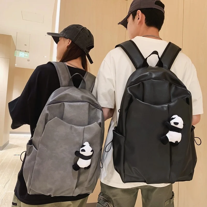 

High Quality Pu Leather Women Backpack Large Capacity School Bag for Girl Mens Waterproof Men Laptop Backpacks Trendy Bookbags