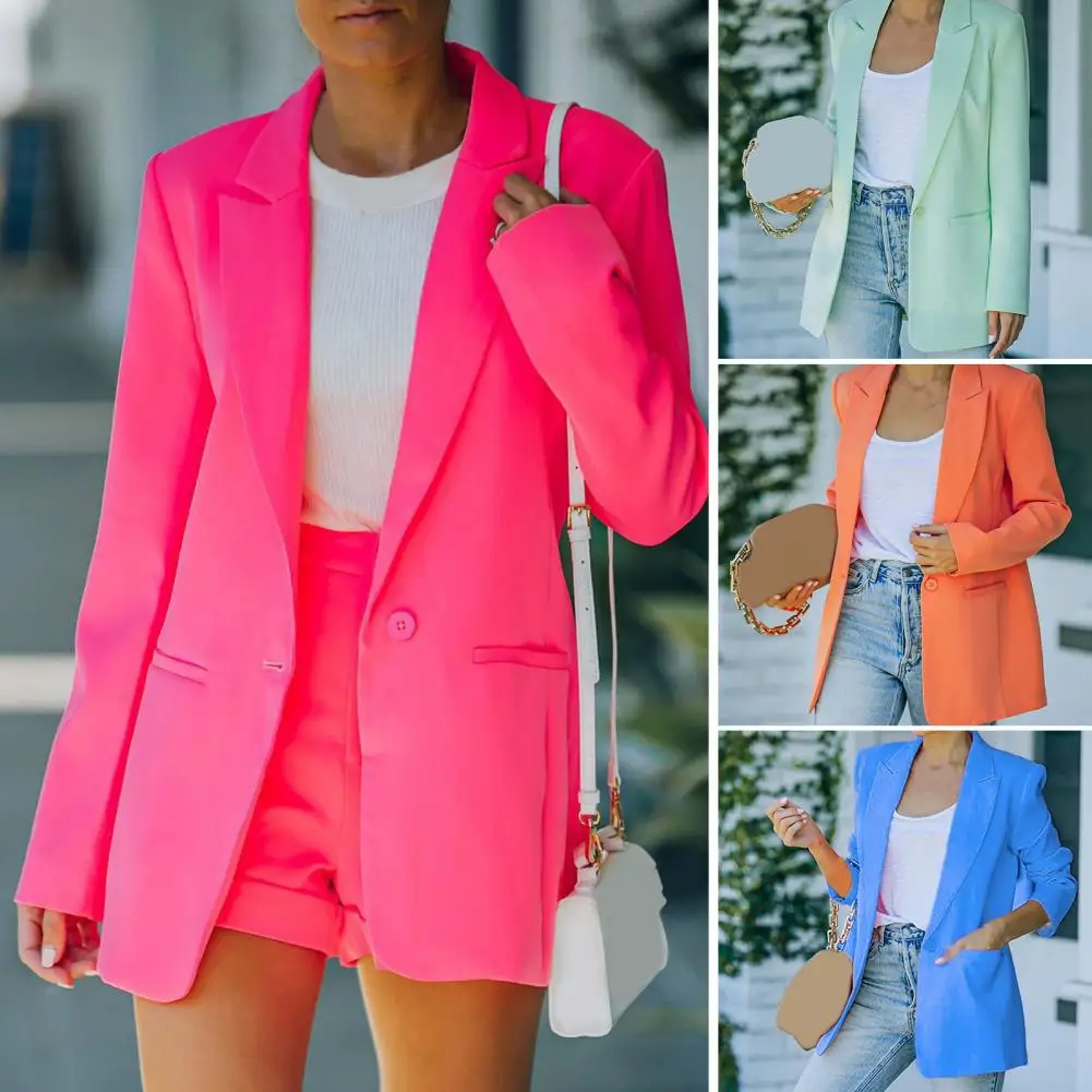 

Women Blazer Chic Loose Wash-and-wear Pure Color Casual Women Autumn Coat for Work Autumn Blazer Women Autumn Coat