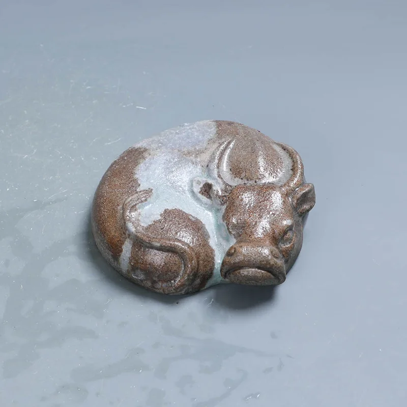 

Firewood Burning Tea Ornaments Decoration Cow-Style Retro Supportable Glaze-Free Natural Dust Decoration Tea Set Ceramic