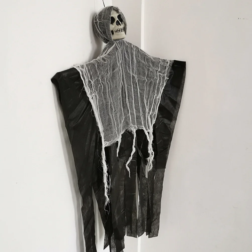 

Hanging Props Fabric Silent Horrible Flying Decoration for Haunted House Secret Room Party Scary Trick Toys ( Black )