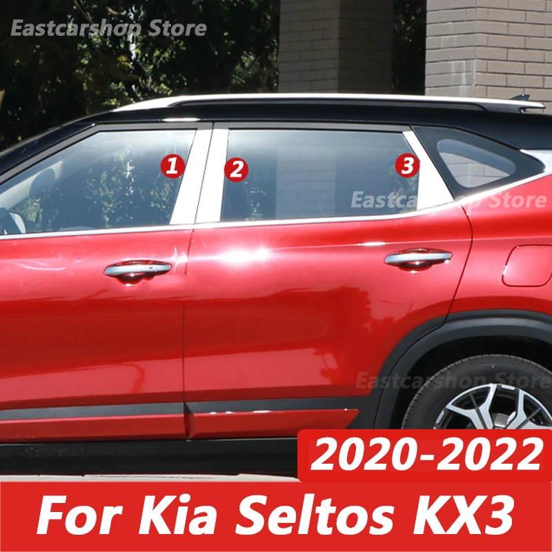 Фото Наклейка на окно для Kia Seltos KX3 2022 2021 2020 из нержавеющей стали №1