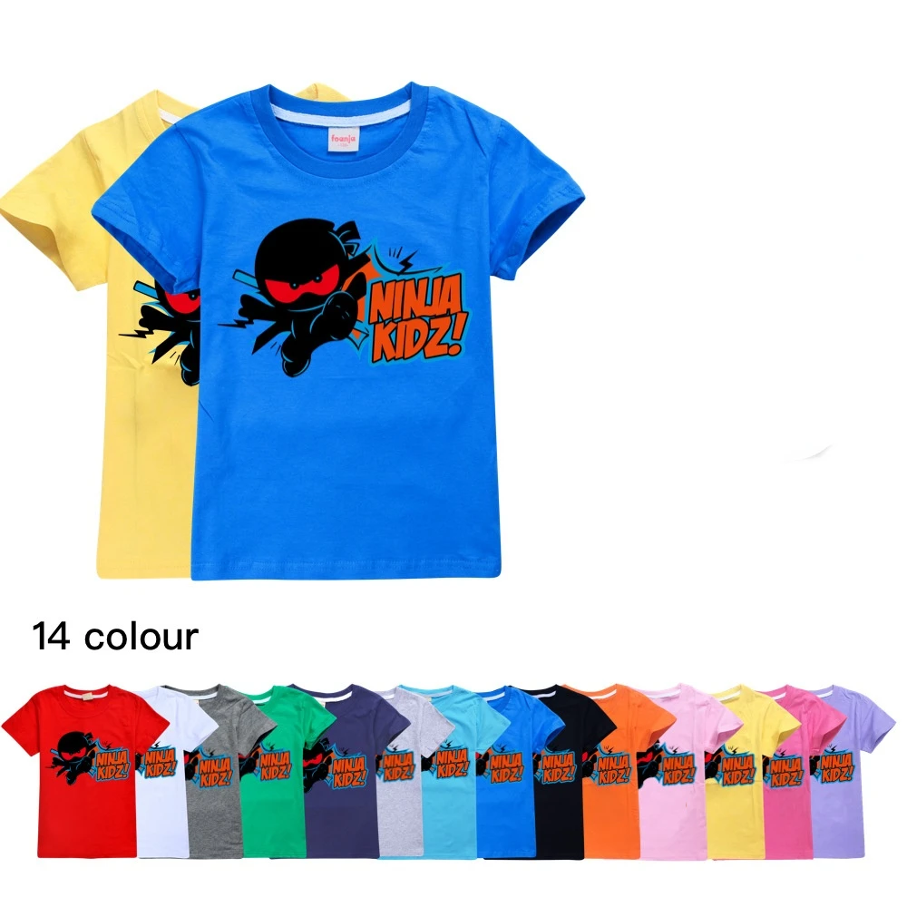 

Детская одежда Ninja Kidz B, хлопковые спортивные костюмы, детские футболки и шапки, комплект с мультяшным рисунком, одежда для мальчиков и девоч...