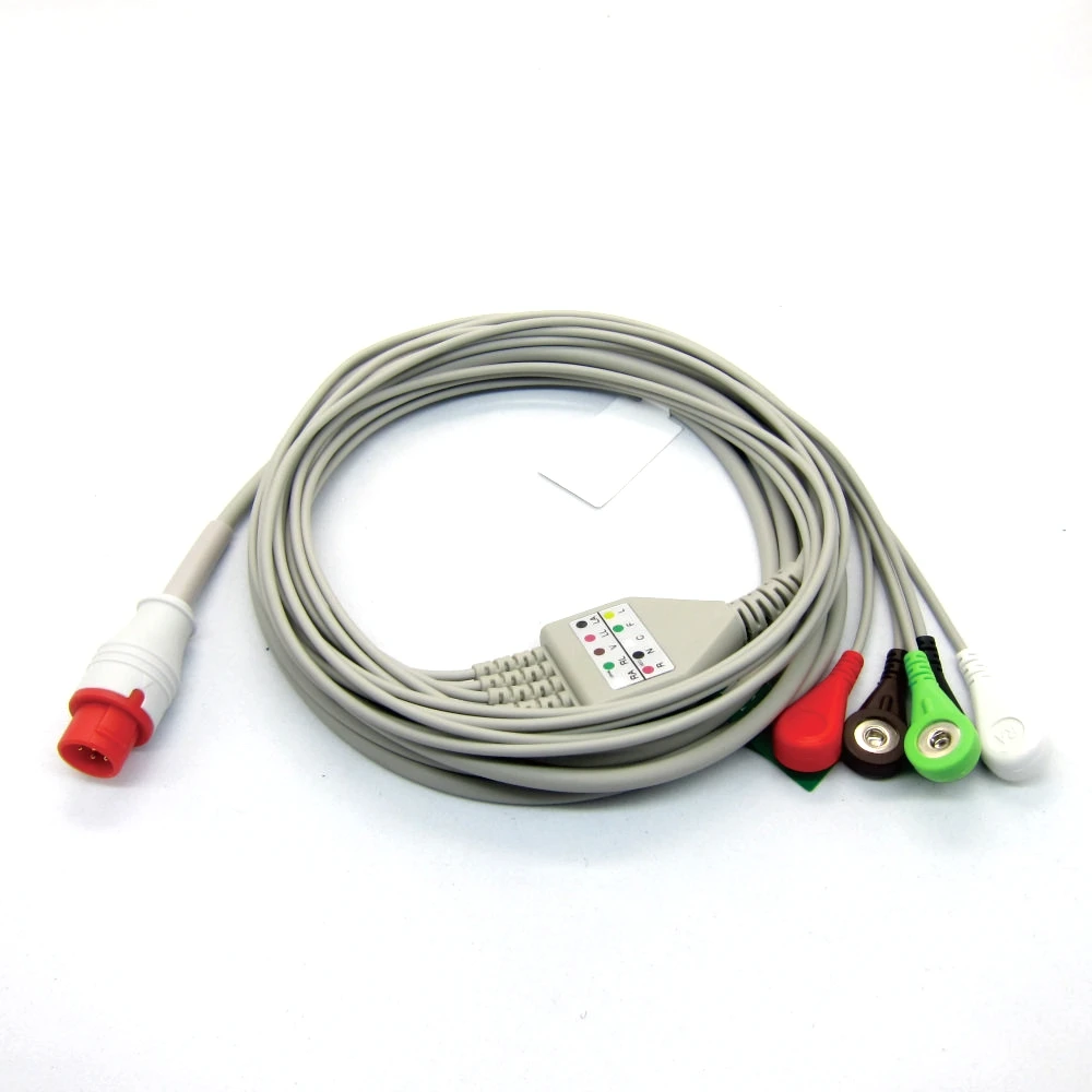ЭКГ-кабель совместимый с Bionet BM3 AHA/IEC 3 свинцовый 5-проводной защелкивающийся зажим