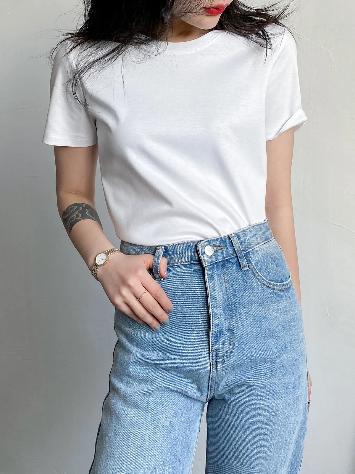 Женские футболки из мягкого шелка тутового шелкопряда свободные с круглым