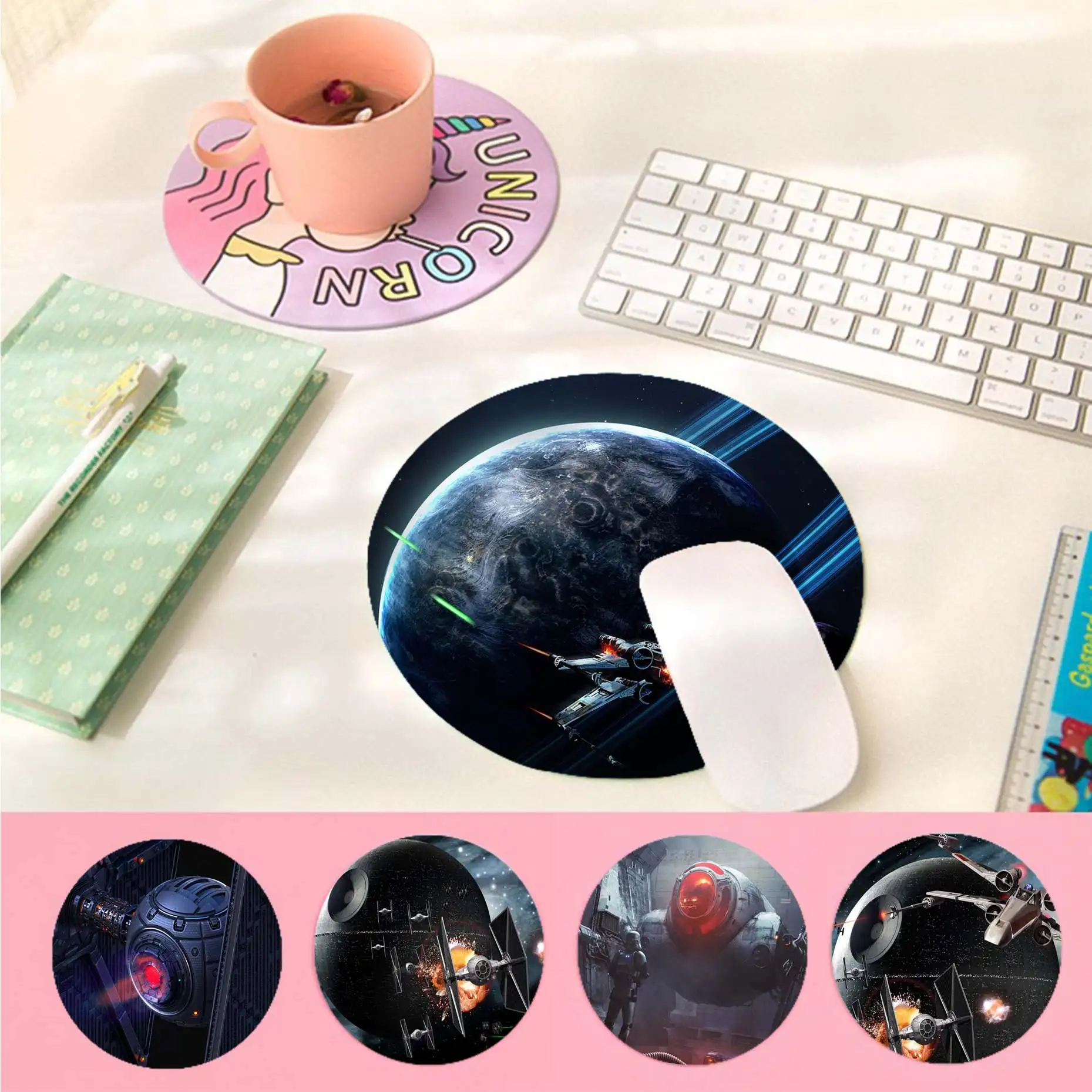 

Your Own Mats Disney Star Wars TIE Fighter Laptop Computer round desk pads Mousepad gaming Mousepad Rug For PC Laptop Notebook