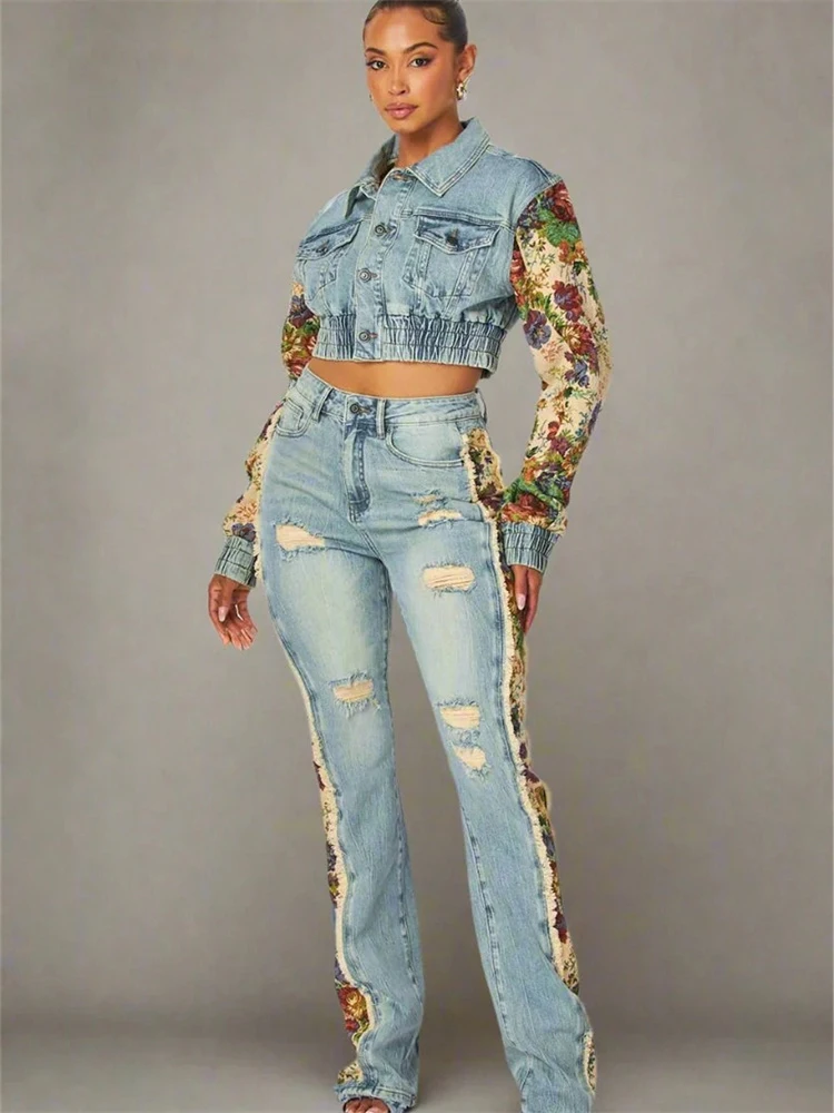 Джинсовый комплект из 2 предметов с камуфляжным принтом Weird Puss женский кардиган