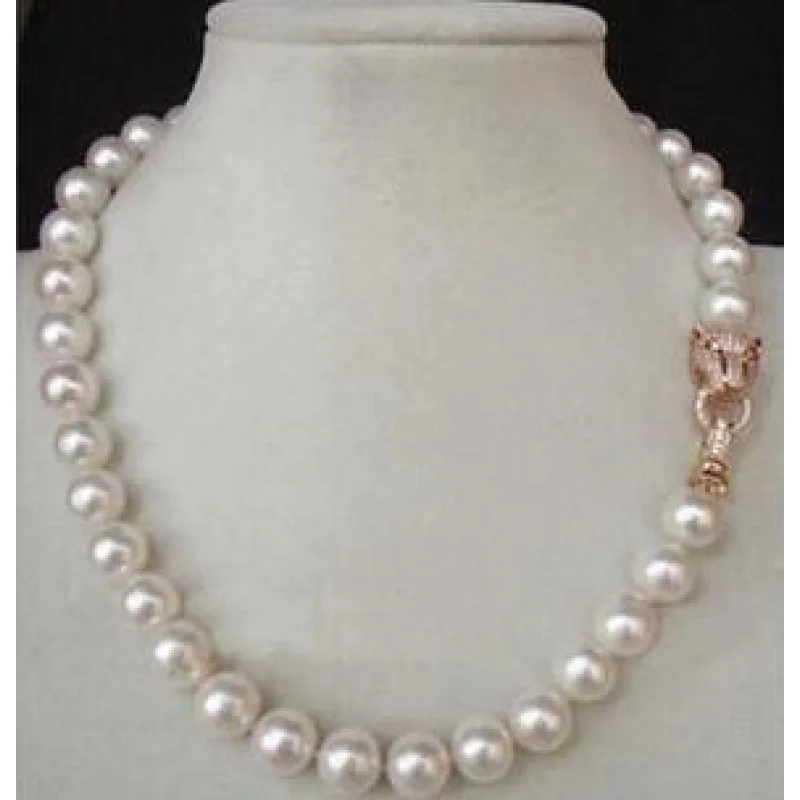 

Wonderful! 18"; 9-10MM AAA GENUINE WHITE SOUTH SEA AKOYA PEARL NECKLACE Natural Pearl Jewelry