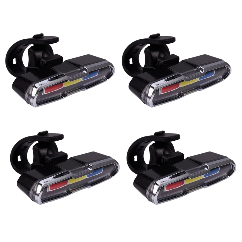 

4X USB Rechargeable Front Rear Bicycle Light Lithium Battery LED Bike Taillight Cycling Helmet Light
