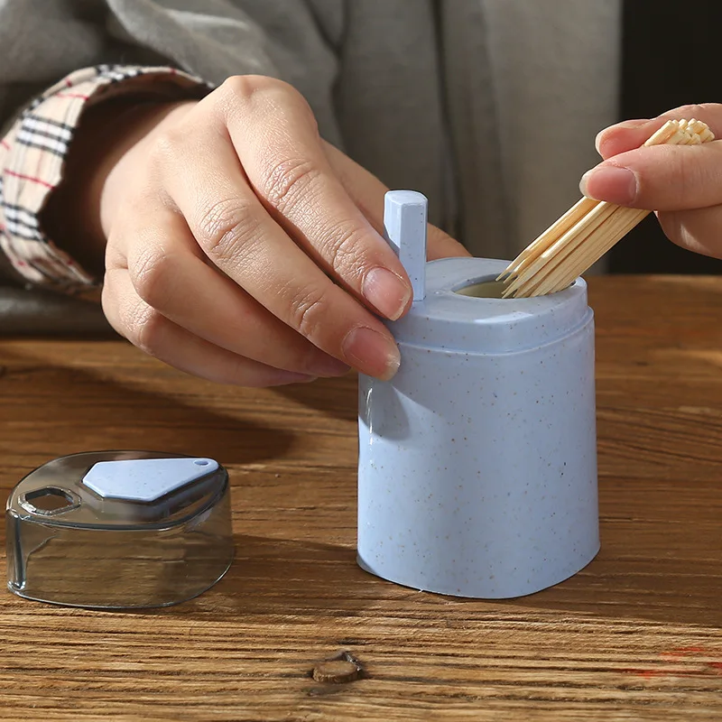 

Wheat Straw Press-type Automatic Pop-up Toothpick Canister Portable Household Table Toothpick Storage Box Toothpick Dispenser