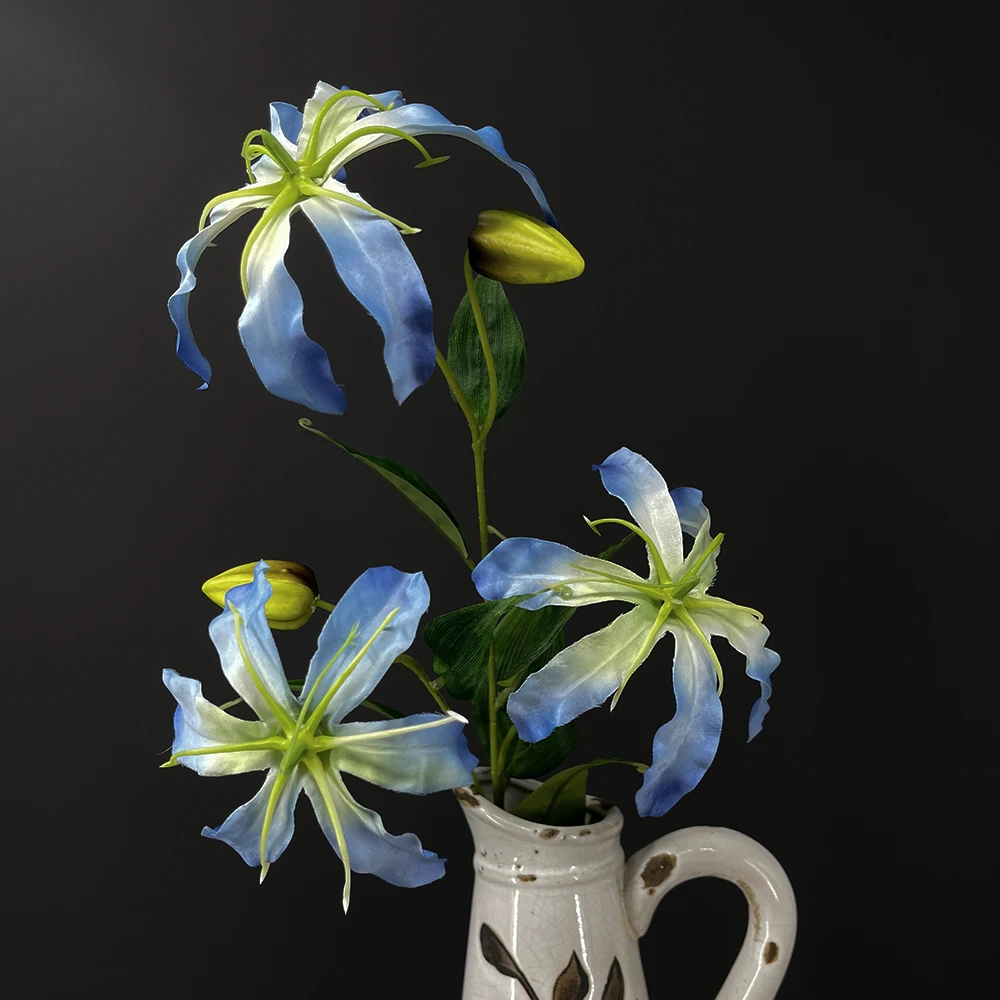 SunMade, шелковые искусственные цветы, ветка пламенной лилии