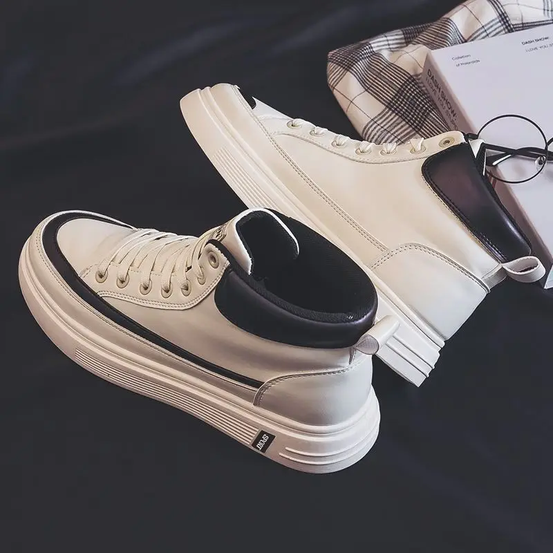 

2022 autumn new high-top canvas shoes Korean fashion men's shoes Joker leisure sports shoes in the upper cloth shoes