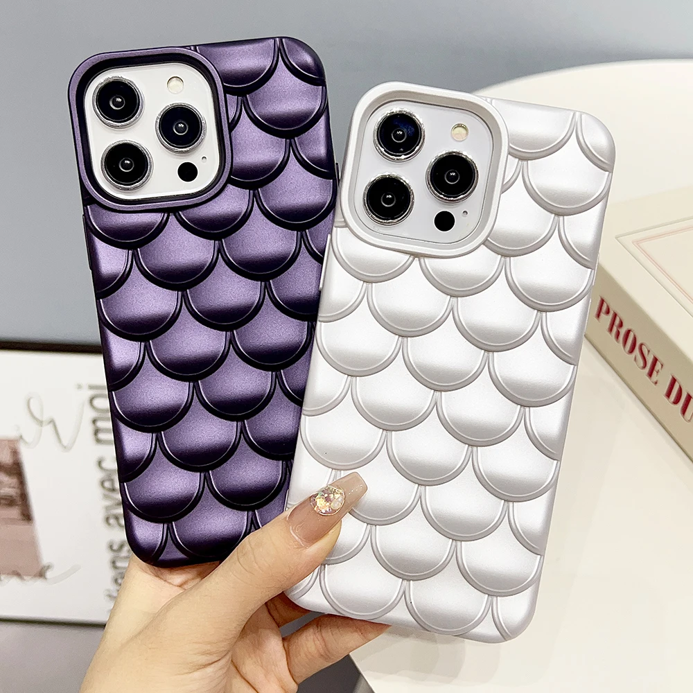 Чехол для телефона iPhone 14 13 12 11 Pro Max с простой объемной текстурой Русалка Мягкий Силиконовый противоударный защитный чехол