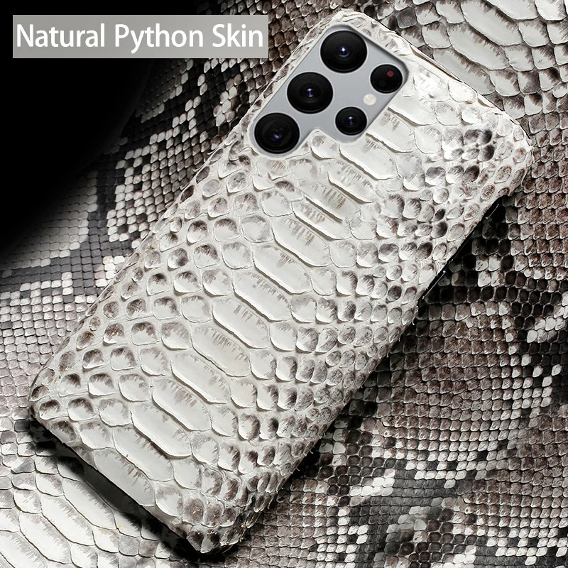 

Genuine Natural Python Skin Phone Case For Samsung Galaxy S23 S22 Ultra S21 S20FE s10e s8 Plus Note 20 ultra 10Lite back cover