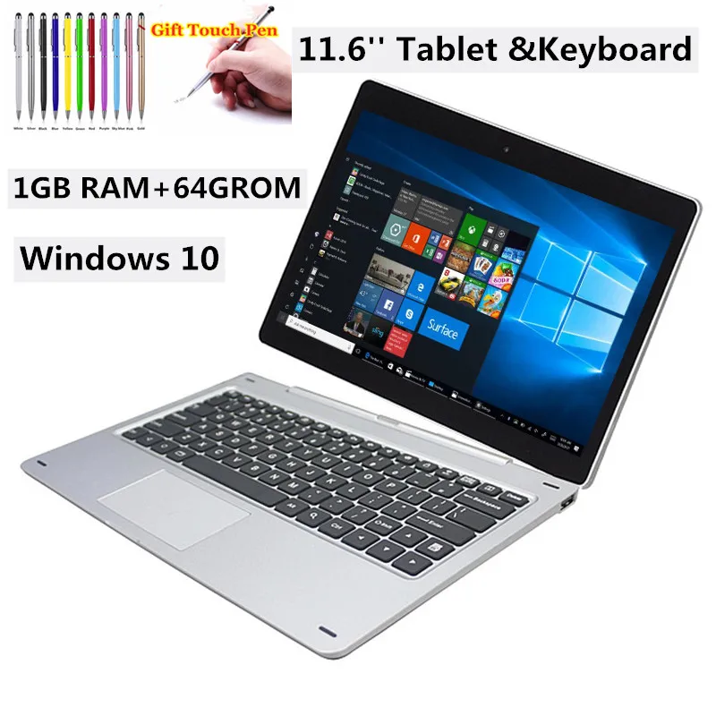 

2 in1 Tablet PC 2GBDDR+64GB Free Docking Keyboard 11.6'' Windows 10 Z3735G CPU 1366*768 IPS Screen Quad Core G12 Dual Camera