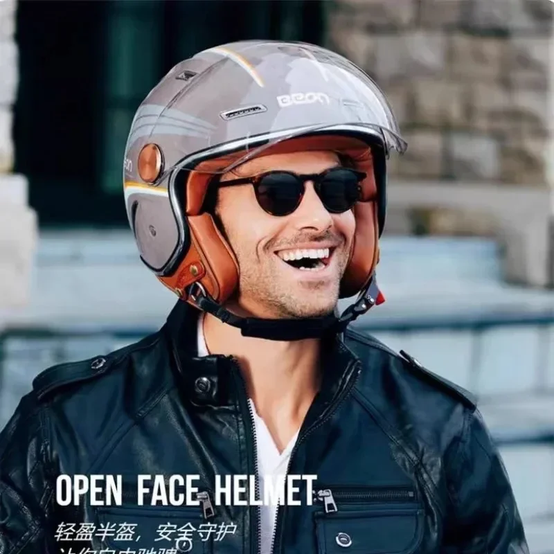 BEON ECE Ретро 3/4 мотоциклетный шлем с открытым лицом винтажный чоппер Capacete De Moto для