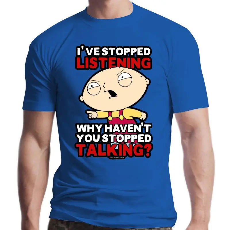 

Новая мультяшная Мужская футболка Stewie с перестал слушать, летняя мужская футболка с принтом, свободные футболки для мужчин, крутые топы, фут...