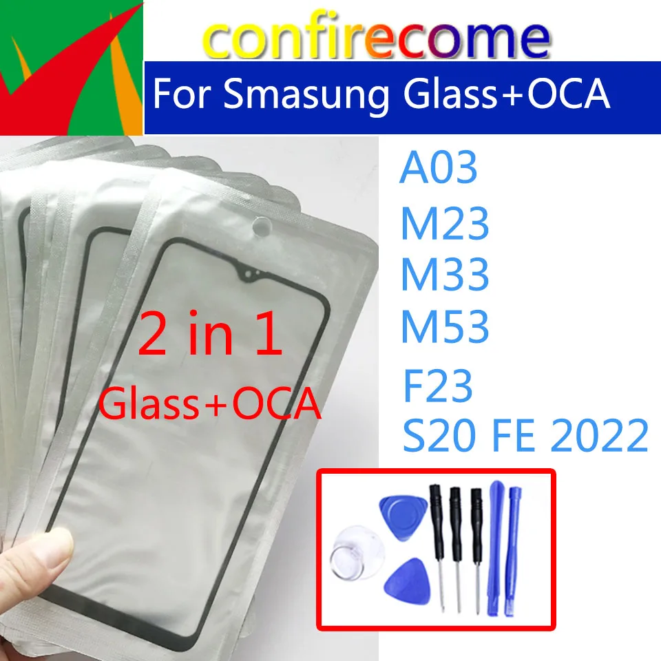

For Samsung Galaxy A03 M23 M33 M53 F23 / S20 FE 2022 Touch Screen Front Panel LCD Outer Lens Front Glass OCA Glue