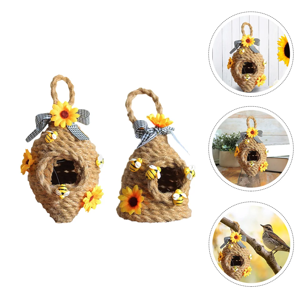

2pcs Sunflower Honeycomb Hanging Decor Garden Hummingbird House Natural Pendant
