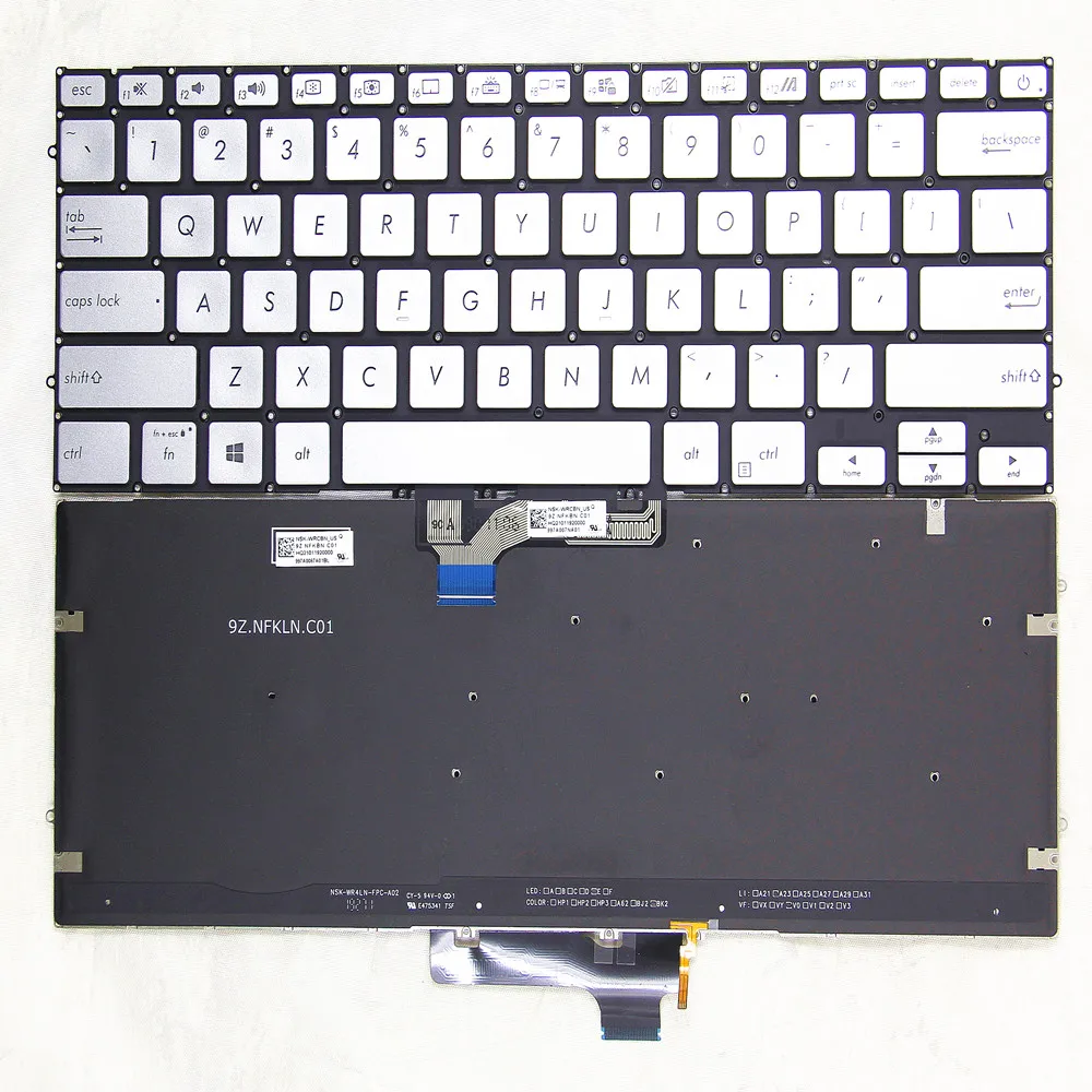 US For ASUS ZenBook 14 UX431 UX431FL X431 V431 K431 S431 UX431FA U4500F UX431FN S4500 English Laptop Backlit Silvery Keyboard