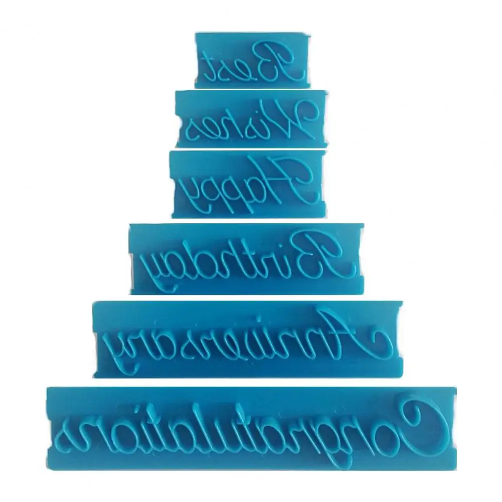 Cake Decoration Mold 6Pcs/Set Durable Eco-friendly Lightweight Congratulations Anniversary Fondant Mould for Holiday