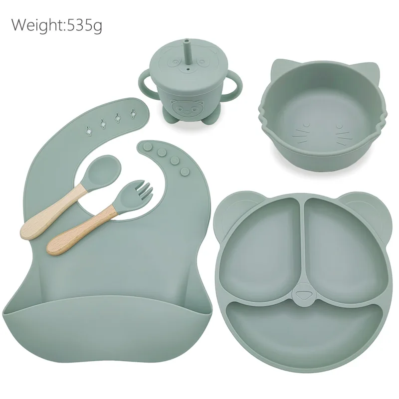 Силиконовая тарелка для кормления детей наборы с именем медведем миска детская