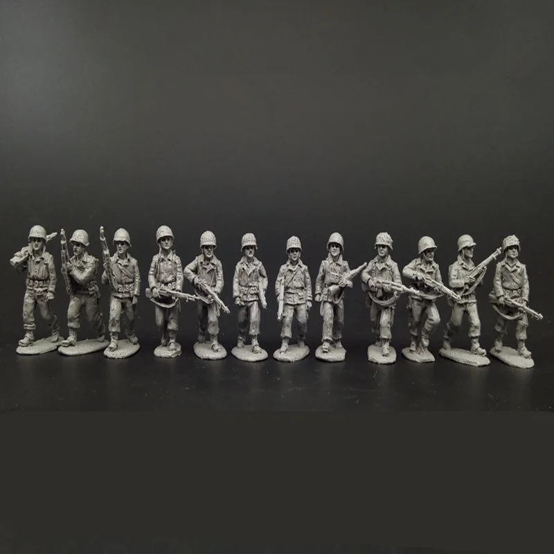 

1/72 Scale Die-Cast Resin Figure Model WWII US Military Marching Infantry Unassembled Unpainted Free Shipping